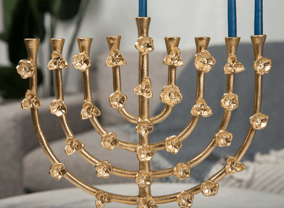 Amy Kritzer Becker - Gold Floral Lily Menorah - ModernTribe