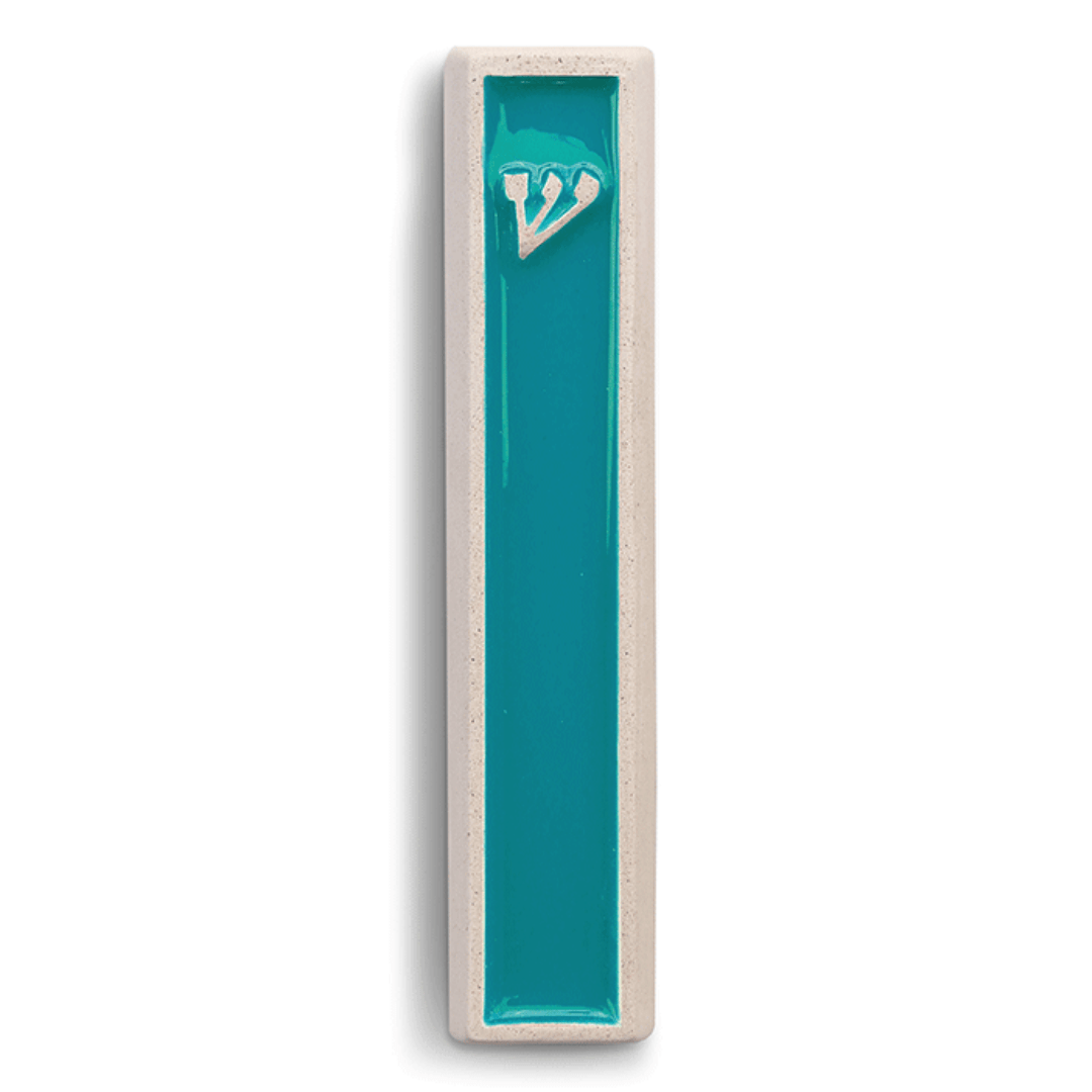 ceMMent Design - Concrete Shin Mezuzah in Turquoise and White by ceMMent - ModernTribe