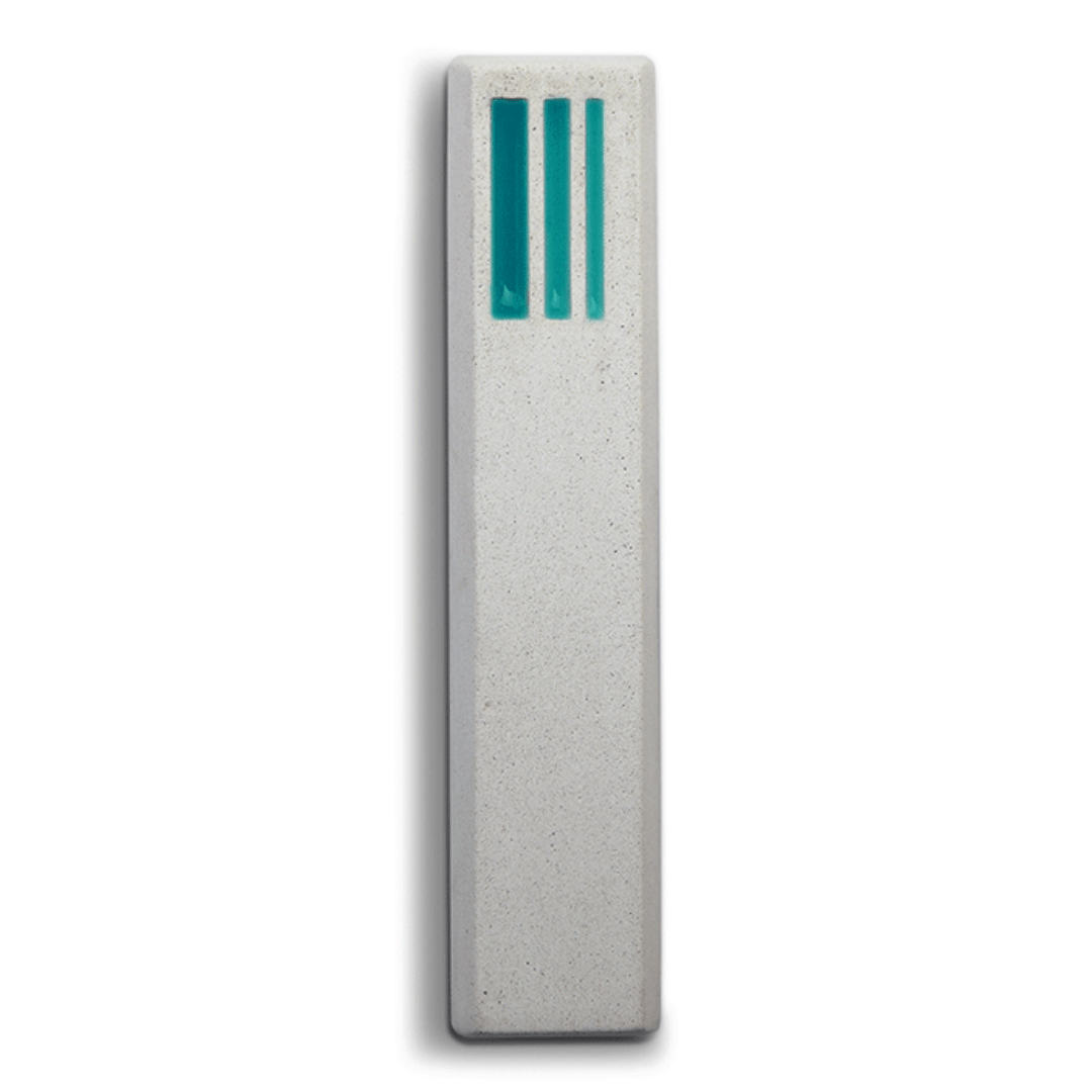 ceMMent Design - Short Lines Concrete Mezuzah in Turquoise and White by ceMMent - ModernTribe