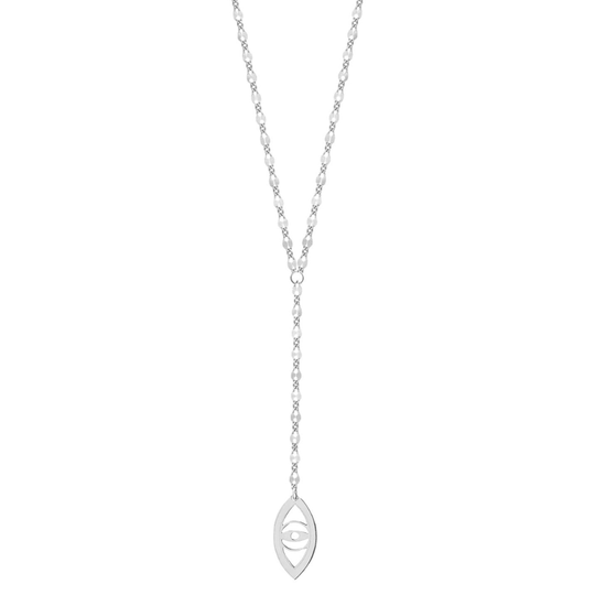Joyce Evil Eye Lariat Necklace - (Sterling Silver or Gold-Plated)