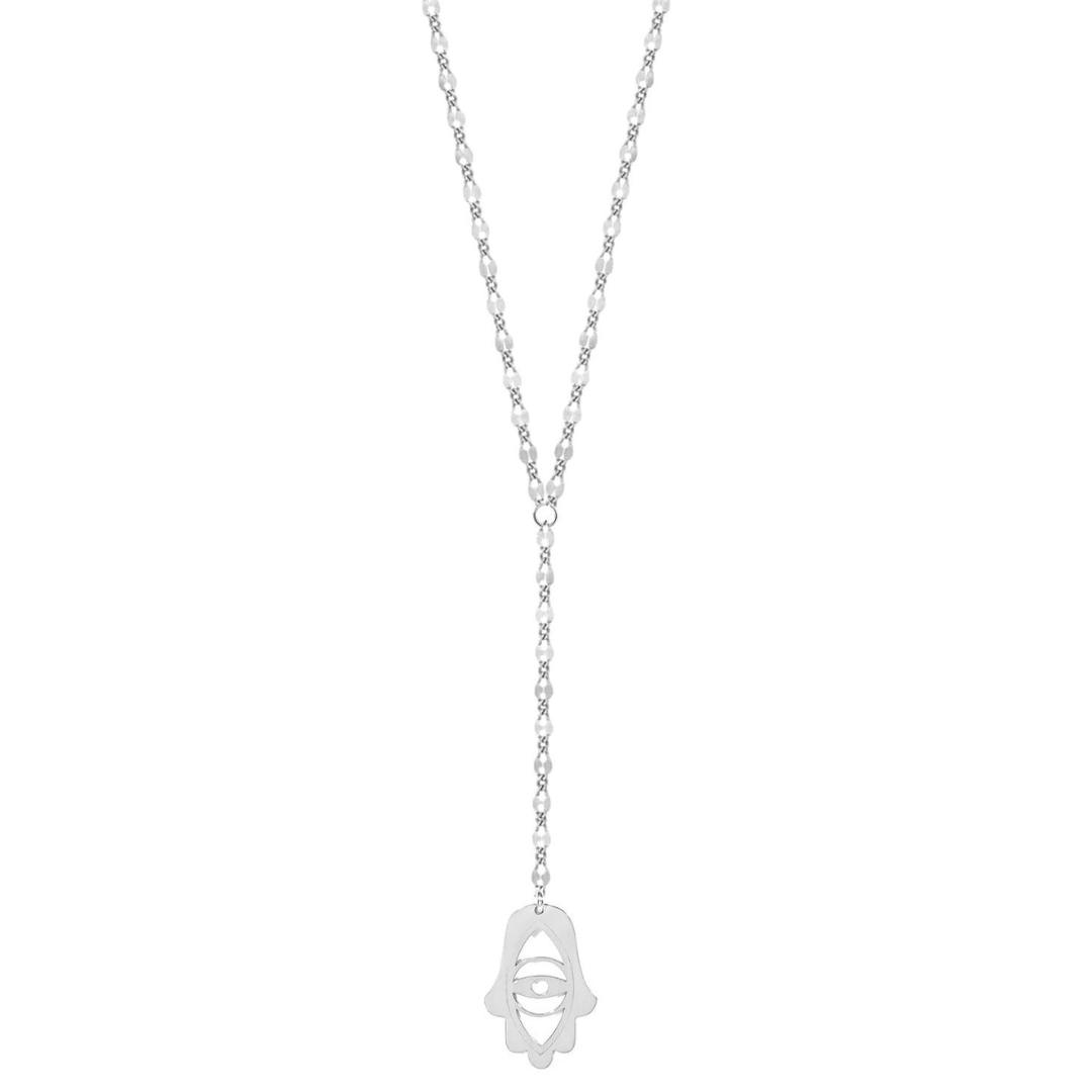 Miriam Merenfeld Jewelry Necklaces Sterling Silver Joyce Hamsa With Evil Eye Lariat Necklace
