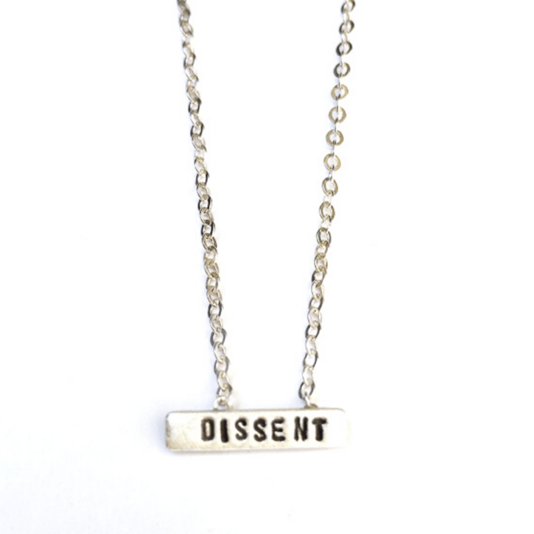 Chocolate and Steel - Ruth Bader Ginsburg RBG Dissent Tiny Mantra Necklace - Sterling Silver or Gold - ModernTribe
