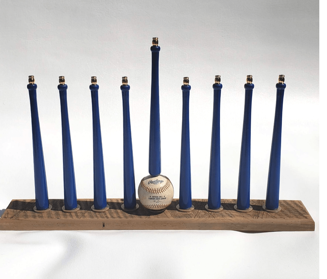 Baseballidays - Colored Bat Baseball Menorah - ModernTribe