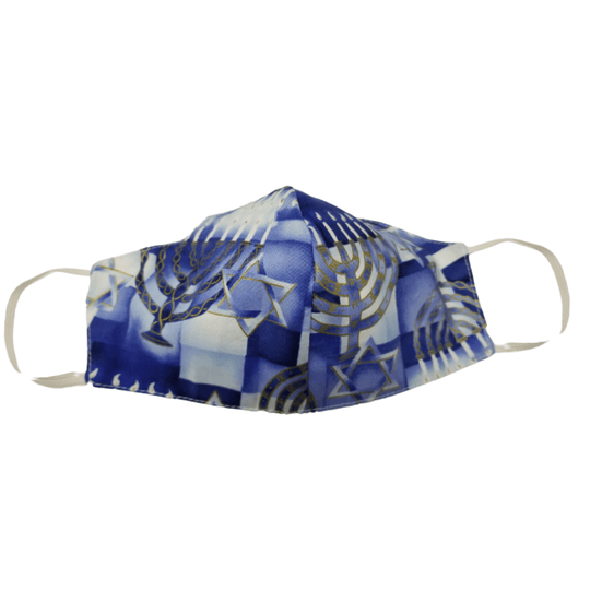 Blue Menorah Hanukkah Face Mask - 100% Cotton