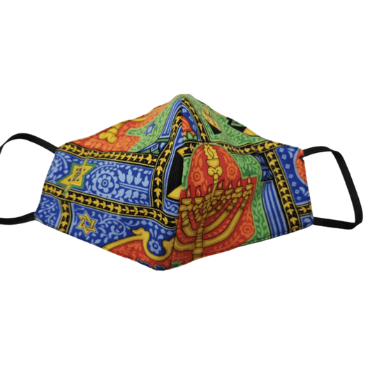 Colorful Menorah Hanukkah Face Mask - 100% Cotton