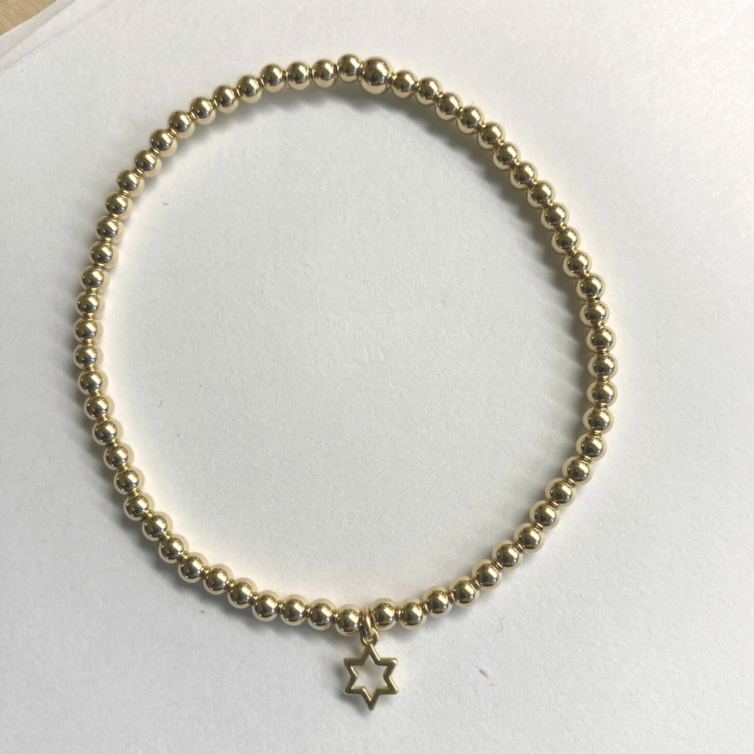 Alef Bet - Gold Beaded Bracelet with Open Star of David - ModernTribe