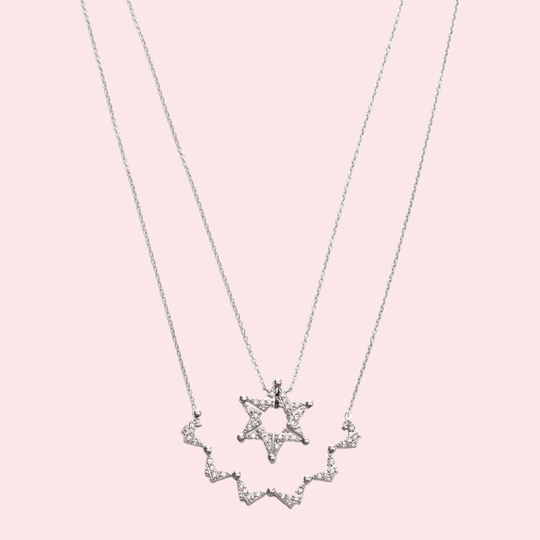 Butterfly Star of David Necklace - Sterling Silver