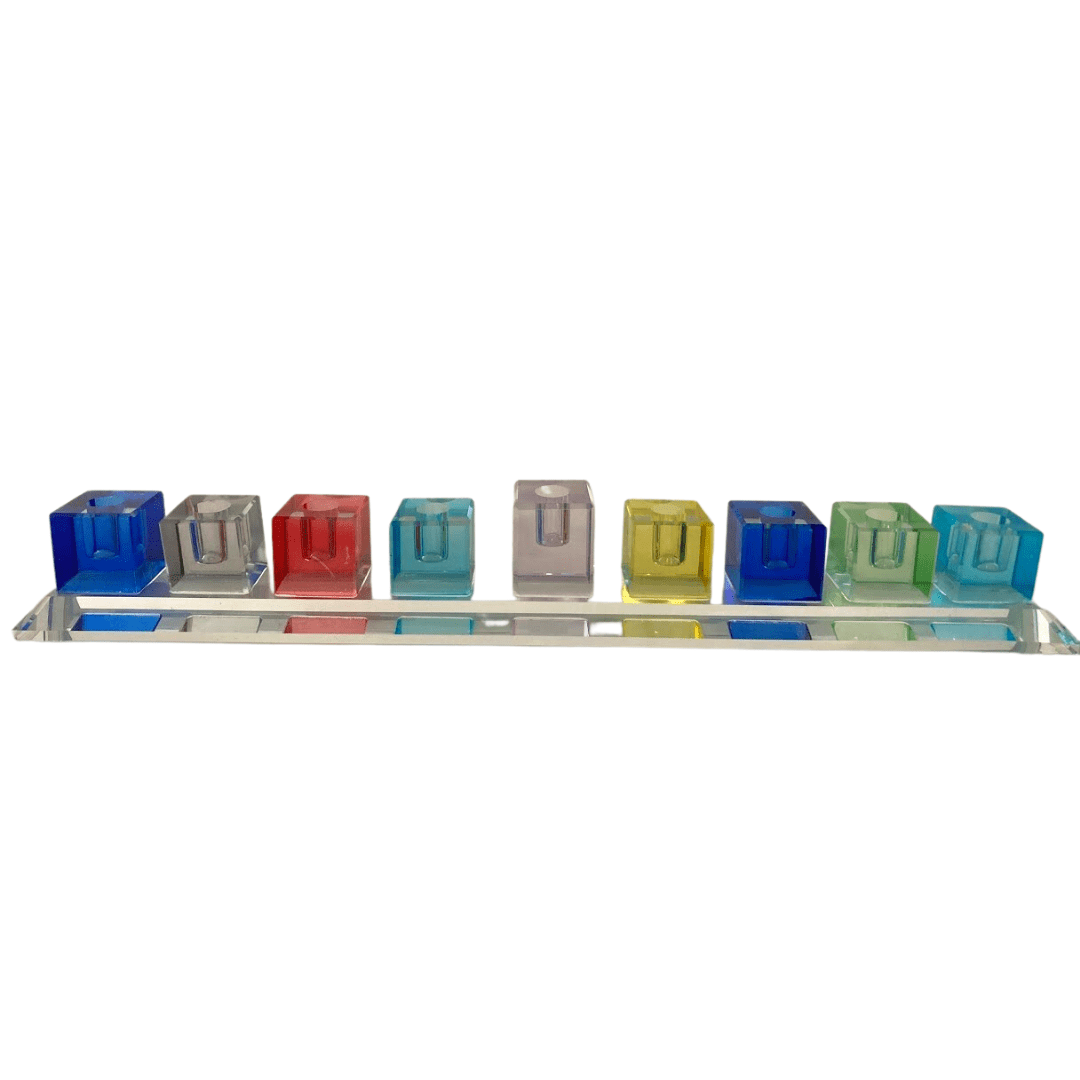 Alef To Tav - Crystal Cube Menorah Multicolored - ModernTribe