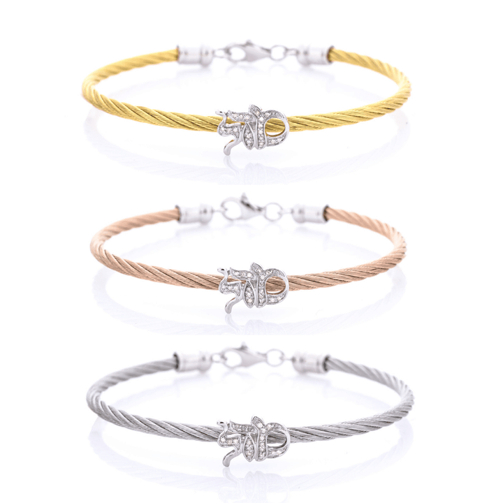 Alef Bet Bracelets Mazel Diamond Bracelet - Yellow Gold, Rose Gold or Silver