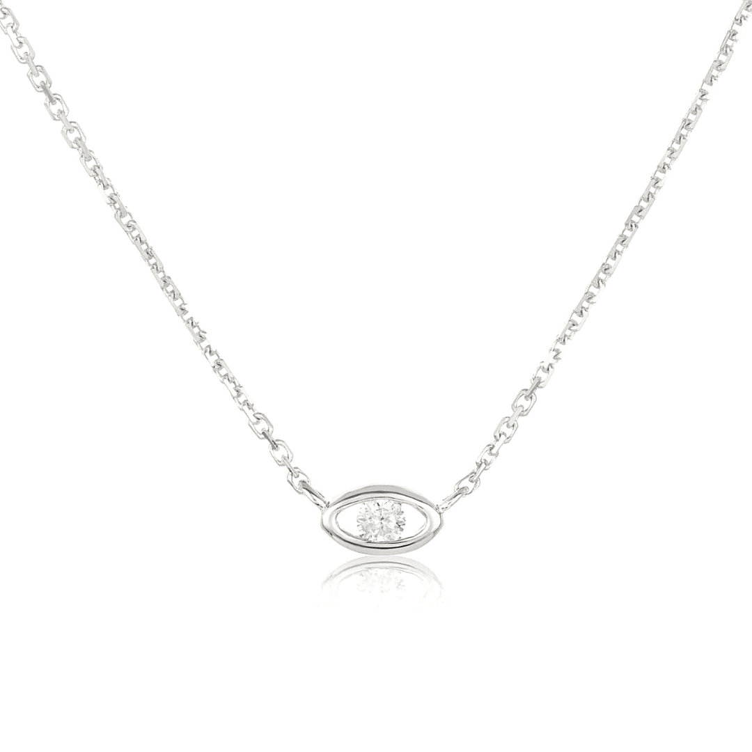 Alef Bet Necklaces White Gold Evil Eye Diamond Bezel Necklace