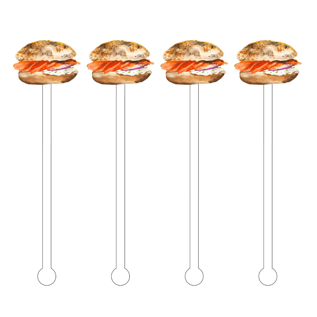 Acrylic Sticks Party Accessory Acrylic Salmon Lox Bagel Stir Sticks