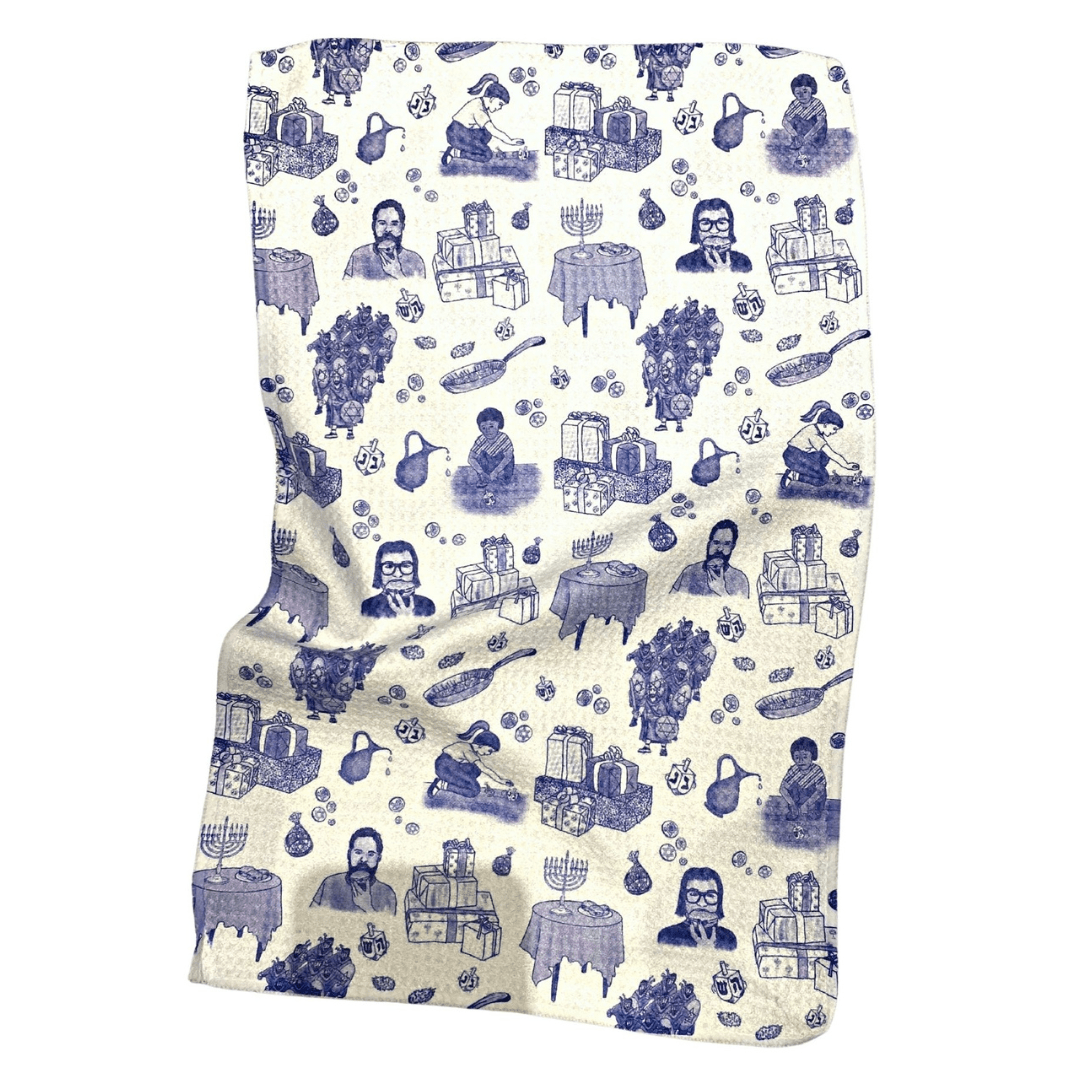 Rin Out Loud Tea Towels Hanukkah Toile Tea Towels