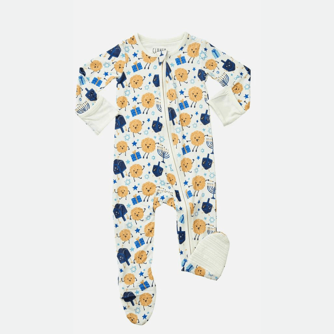 Clover Baby and Kids Pajamas Baby Hanukkah Soft & Stretchy Zipper Footie - (0-24M)