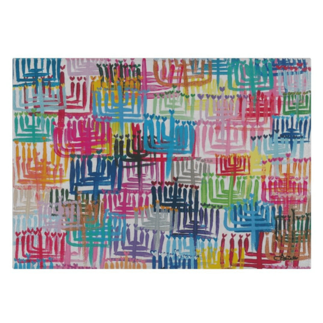 Arielle Zorger Designs - Glass Hearts Menorah Serving Board/Drip Tray - ModernTribe