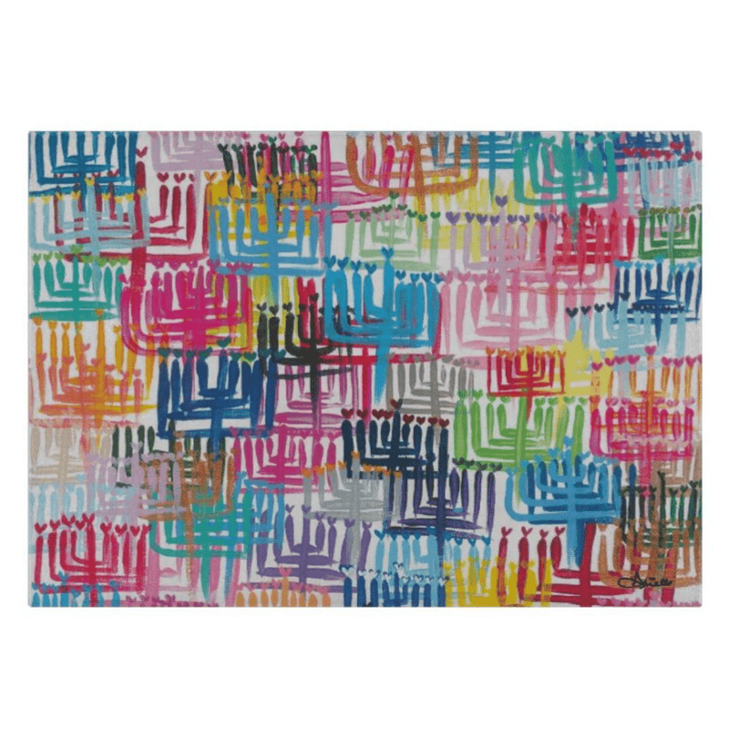Arielle Zorger Designs - Glass Hearts Menorah Serving Board/Drip Tray - ModernTribe