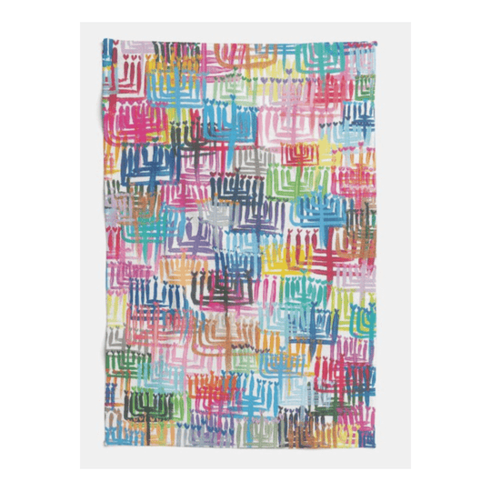 Happy Hanukkah Hearts Menorahs Kitchen Towel