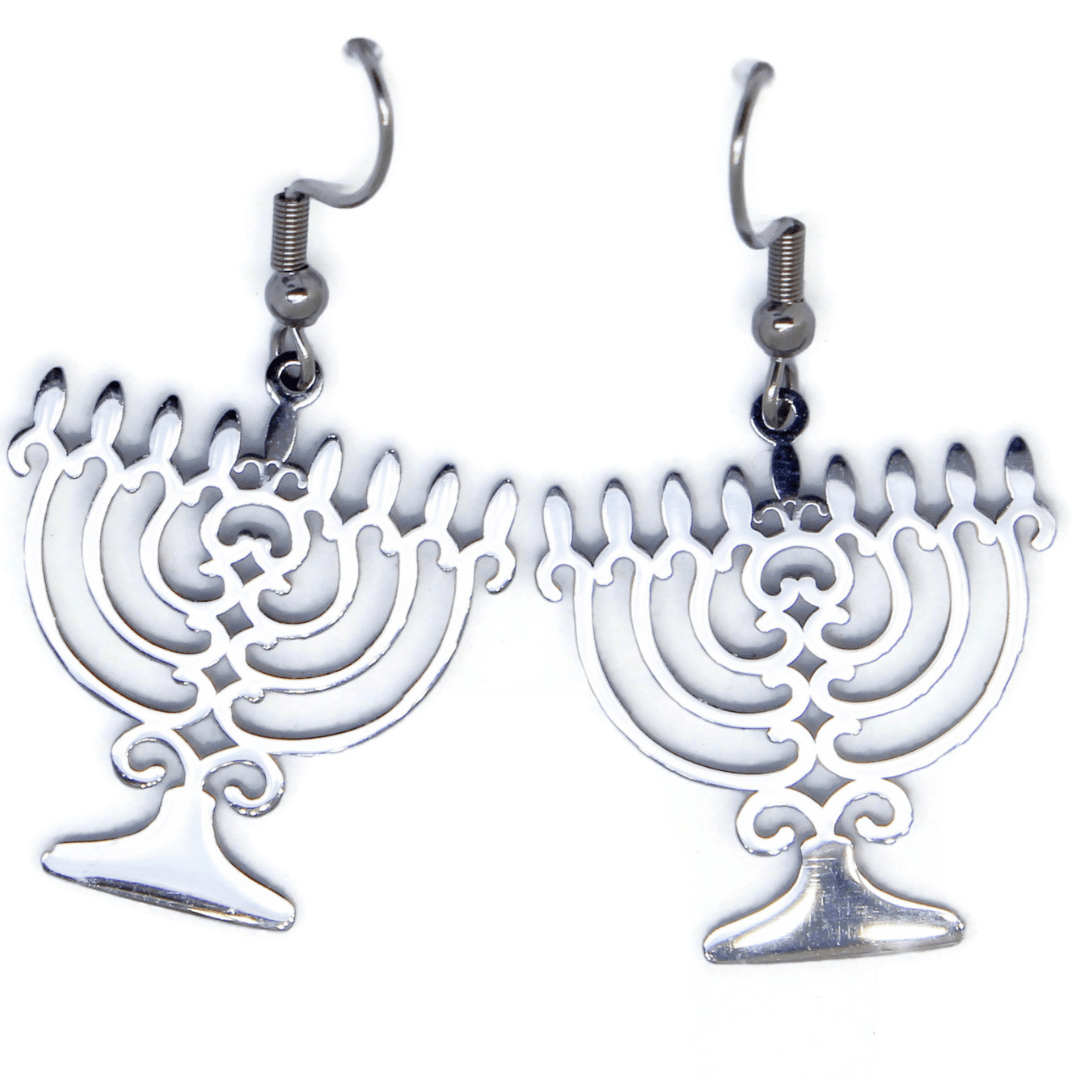 My Tribe by Sea Ranch Jewelry - Hanukkah Menorah Charm Earrings - Stainless Steel - ModernTribe