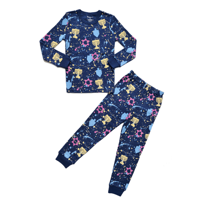 Midrash Manicures - Hanukkah Splatter Paint Pajamas, Adults Unisex Sizes S - XL - ModernTribe