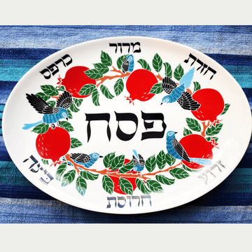 Goodstein Ceramics Candlesticks Blue Bird Porcelain Seder Dish by Goodstein Ceramics