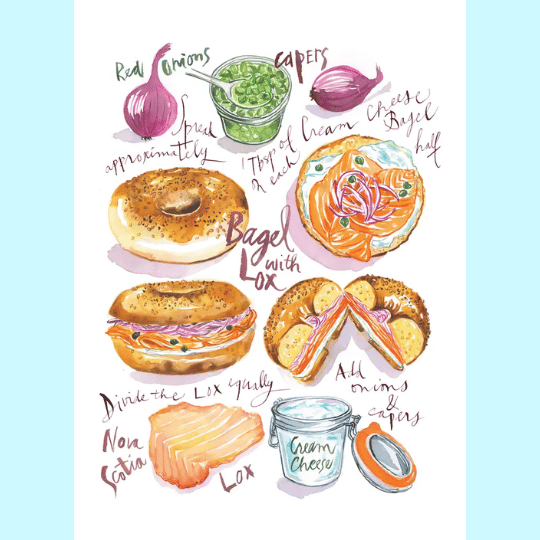 Shana Colwes Tea Towels Bagel with Lox Kitchen Towel