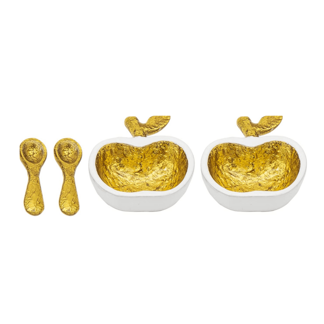 Classic Touch Decor Honey Dishes Set of 2 Mini Apple Shaped Honey Dishes