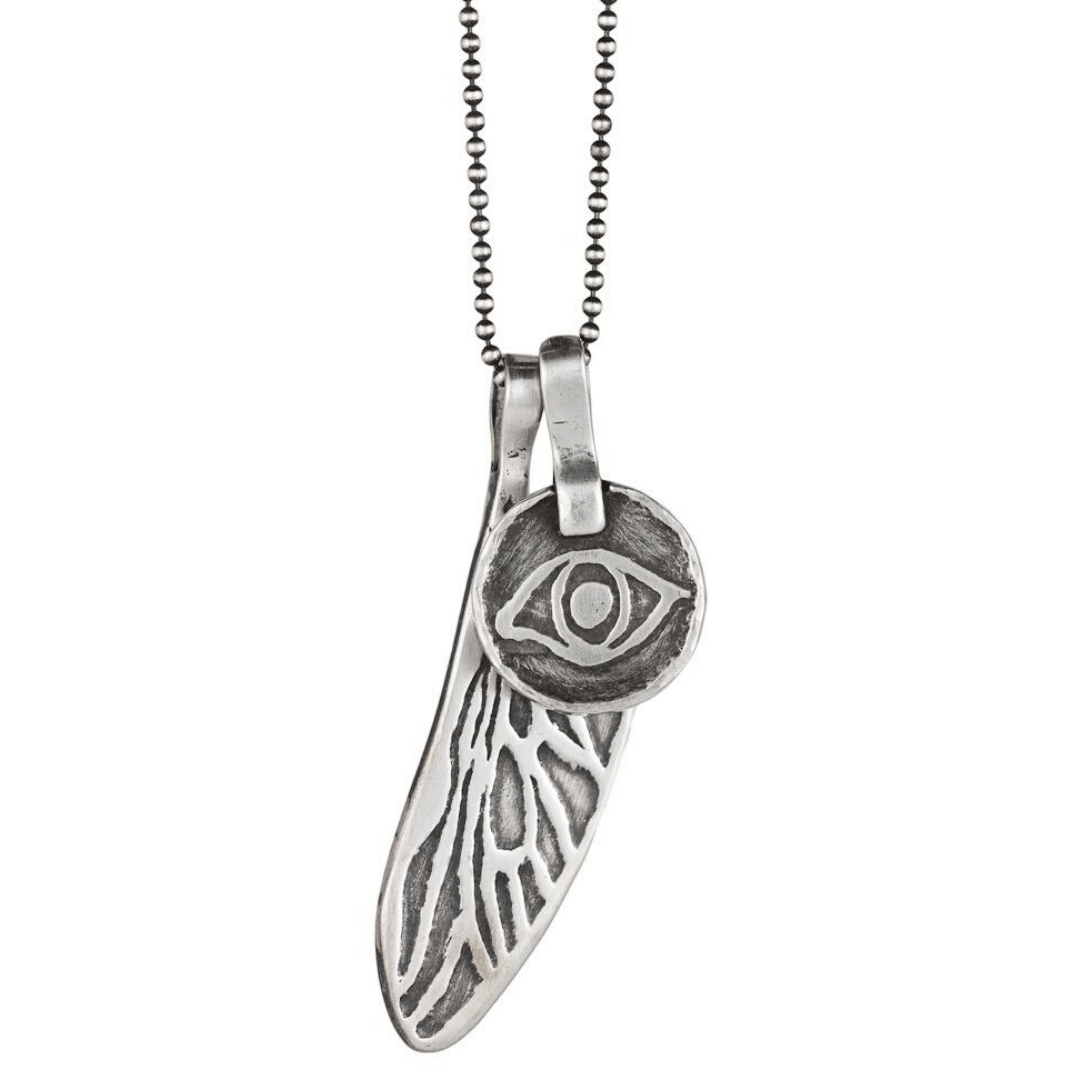 Marla Studio Necklaces Silver Wing and a Prayer + Blink of an Eye Necklace by Marla Studio - Sterling Silver or Bronze