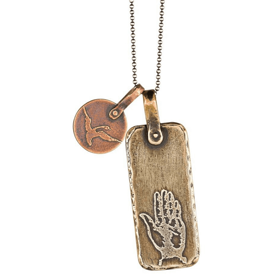 Bird in the Hand Necklace in Bronze and Copper by Marla Studio