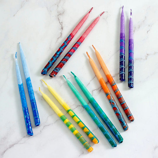 Handcrafted Rainbow Hanukkah Candles