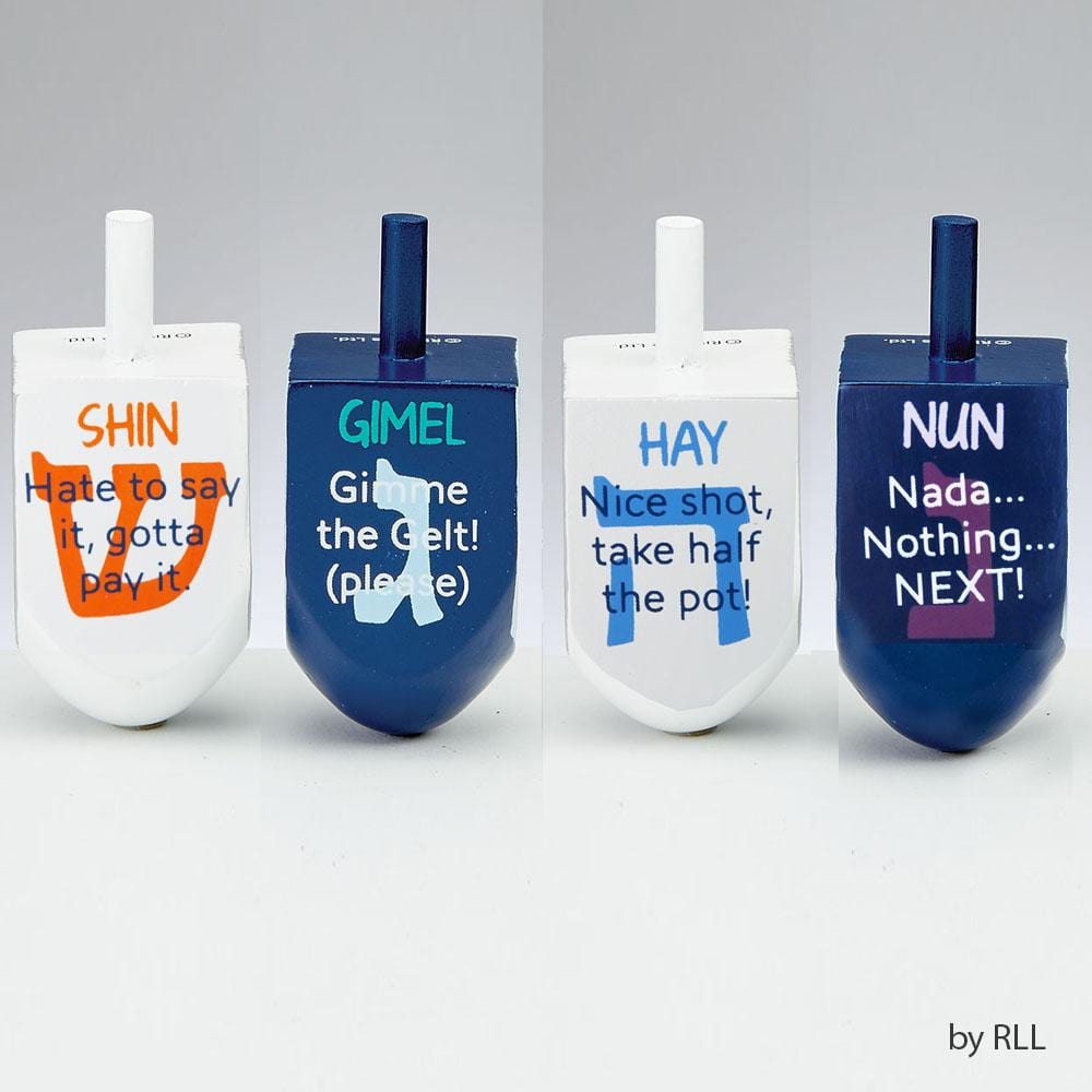 Rite Lite - Set of Two Attitude Painted Wood Dreidels - ModernTribe