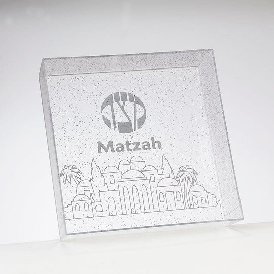 Glitter Square Acrylic Matzah Tray