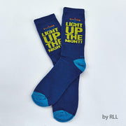 Rite Lite Socks Blue / 10-13 Hanukkah Adult Crew Socks, "Light Up The Night"