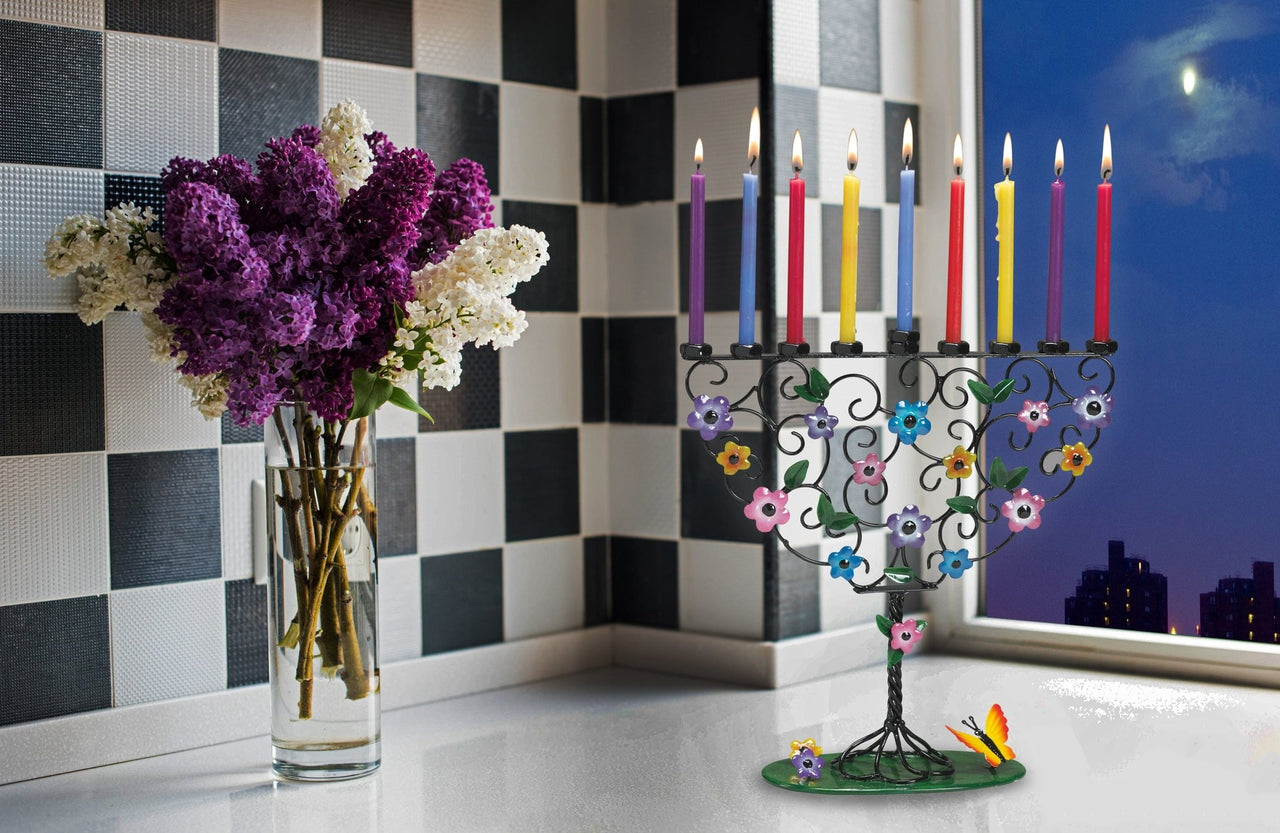 Rite Lite - Flowering Tree Hand - Crafted Metal Menorah - ModernTribe