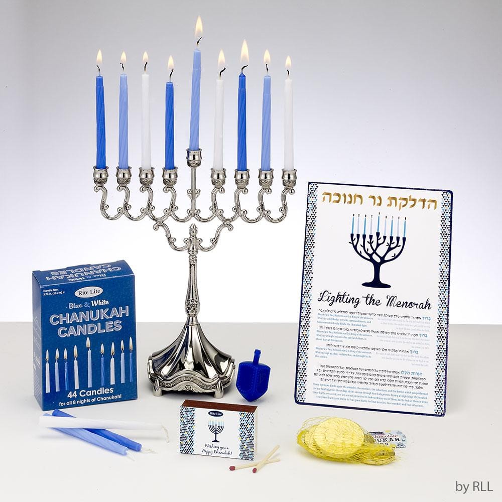 Rite Lite - Complete Hanukkah Set: Menorah, Candles, Gelt & Dreidel - ModernTribe