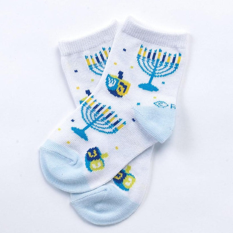 Rite Lite Socks 12-24 months / White Menorah Socks, Baby