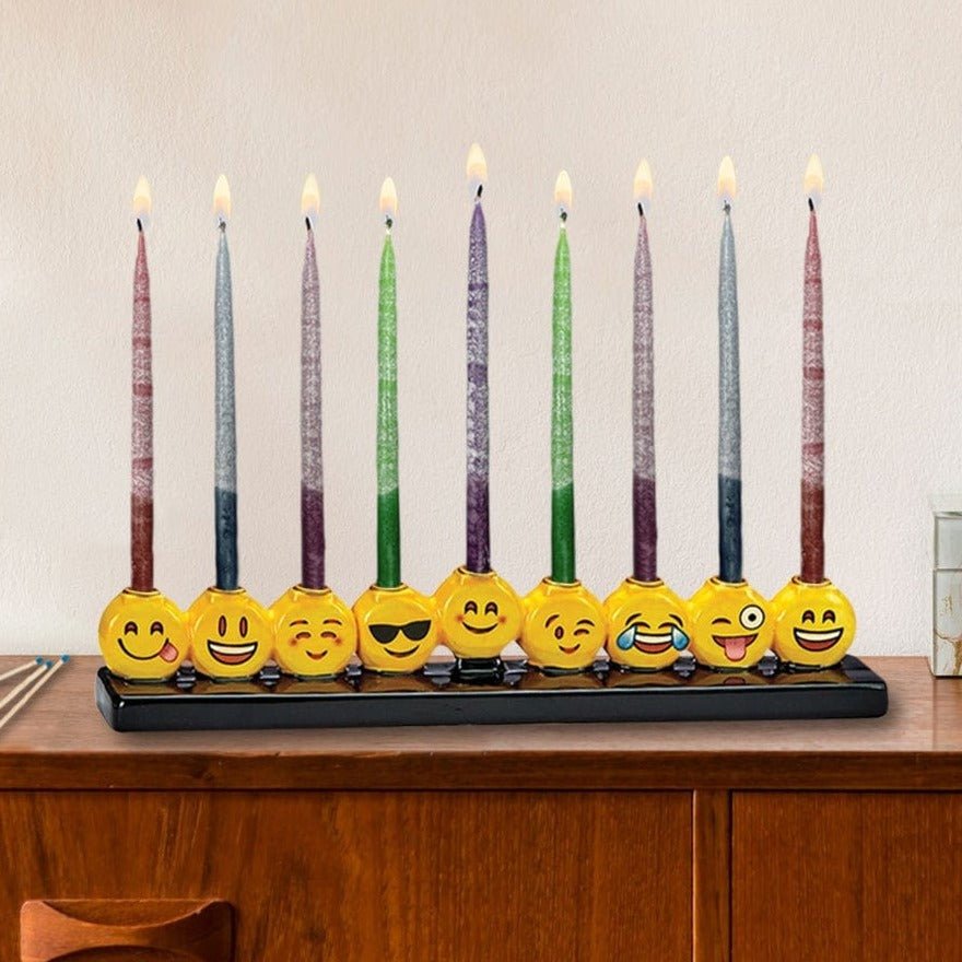 Emoji Hand-Painted Menorah