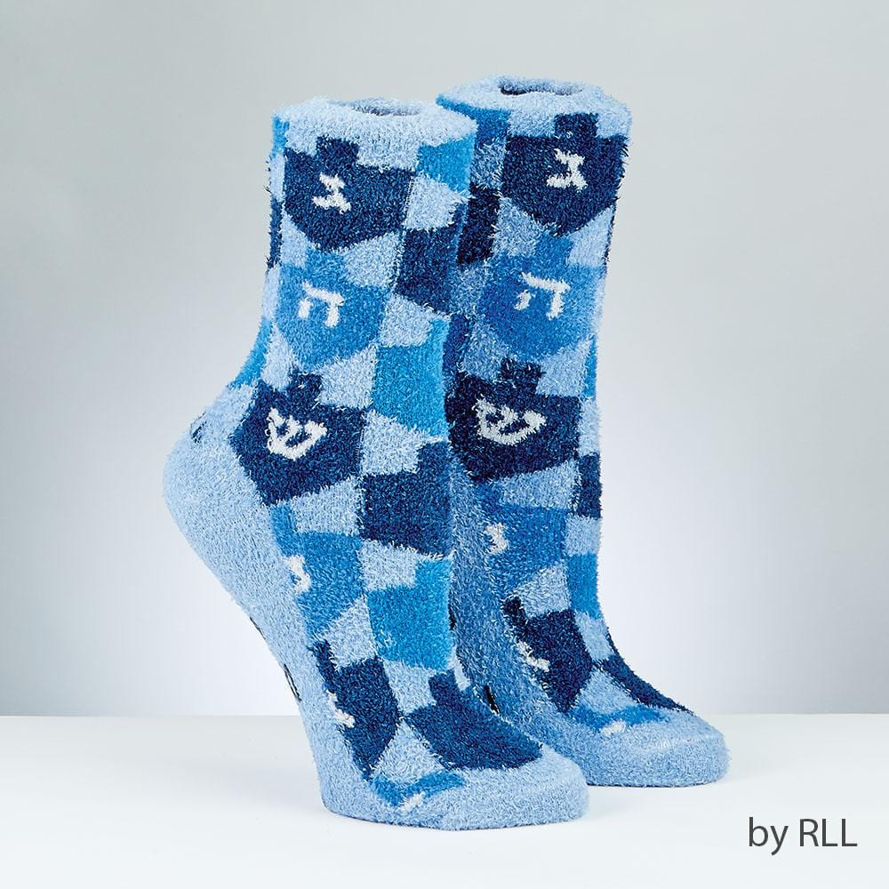 Rite Lite Socks Blue / 10-13 Cozy Slipper Dreidel Socks, Adult