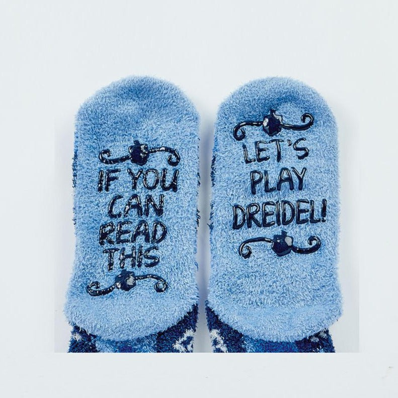 Rite Lite Socks Blue / 10-13 Cozy Slipper Dreidel Socks, Adult
