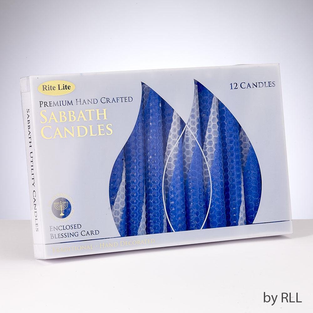 Rite Lite - Premium Blue and White Beeswax Shabbat Candles | Set of 12 - ModernTribe