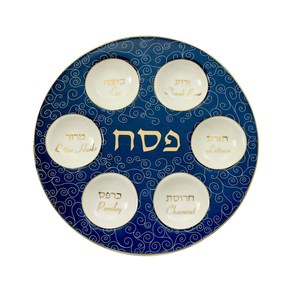Rite Lite - Classic Ceramic Seder Plate With Gold Accents - ModernTribe