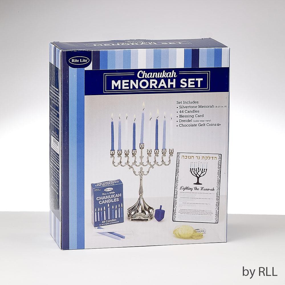 Rite Lite Menorahs Complete Hanukkah Set: Menorah, Candles, Gelt & Dreidel