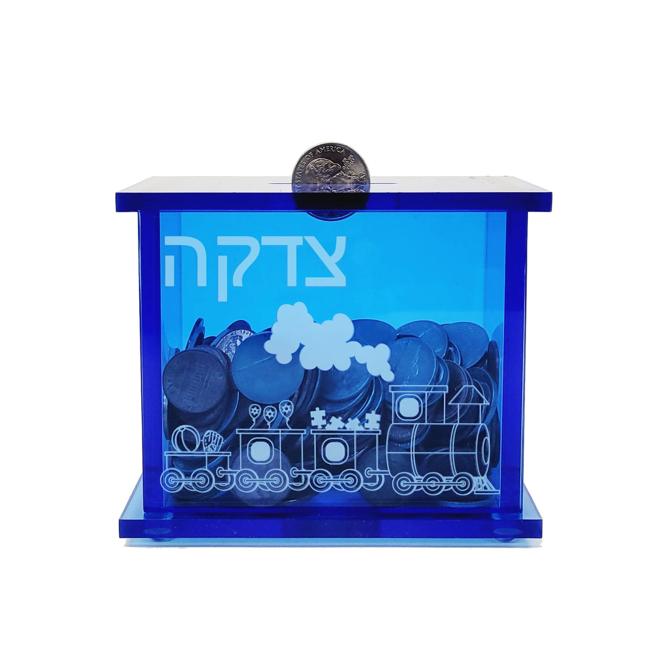 Rite Lite - Acrylic Blue Train Tzedakah Box - ModernTribe