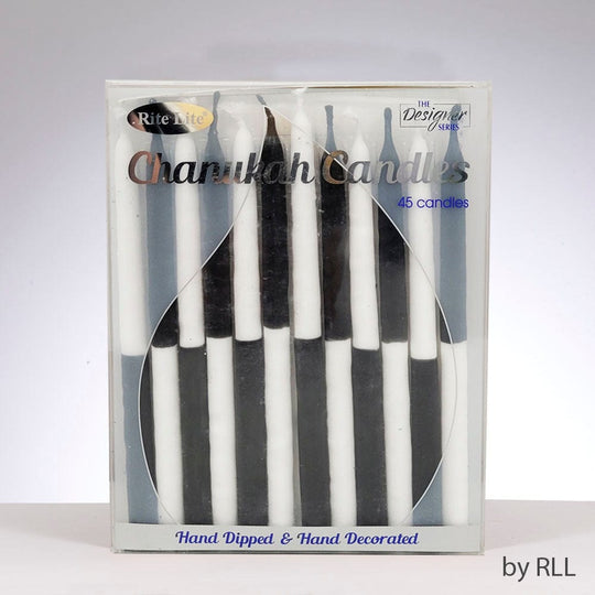 Two-Tone Black and White Premium Hanukkah Candles