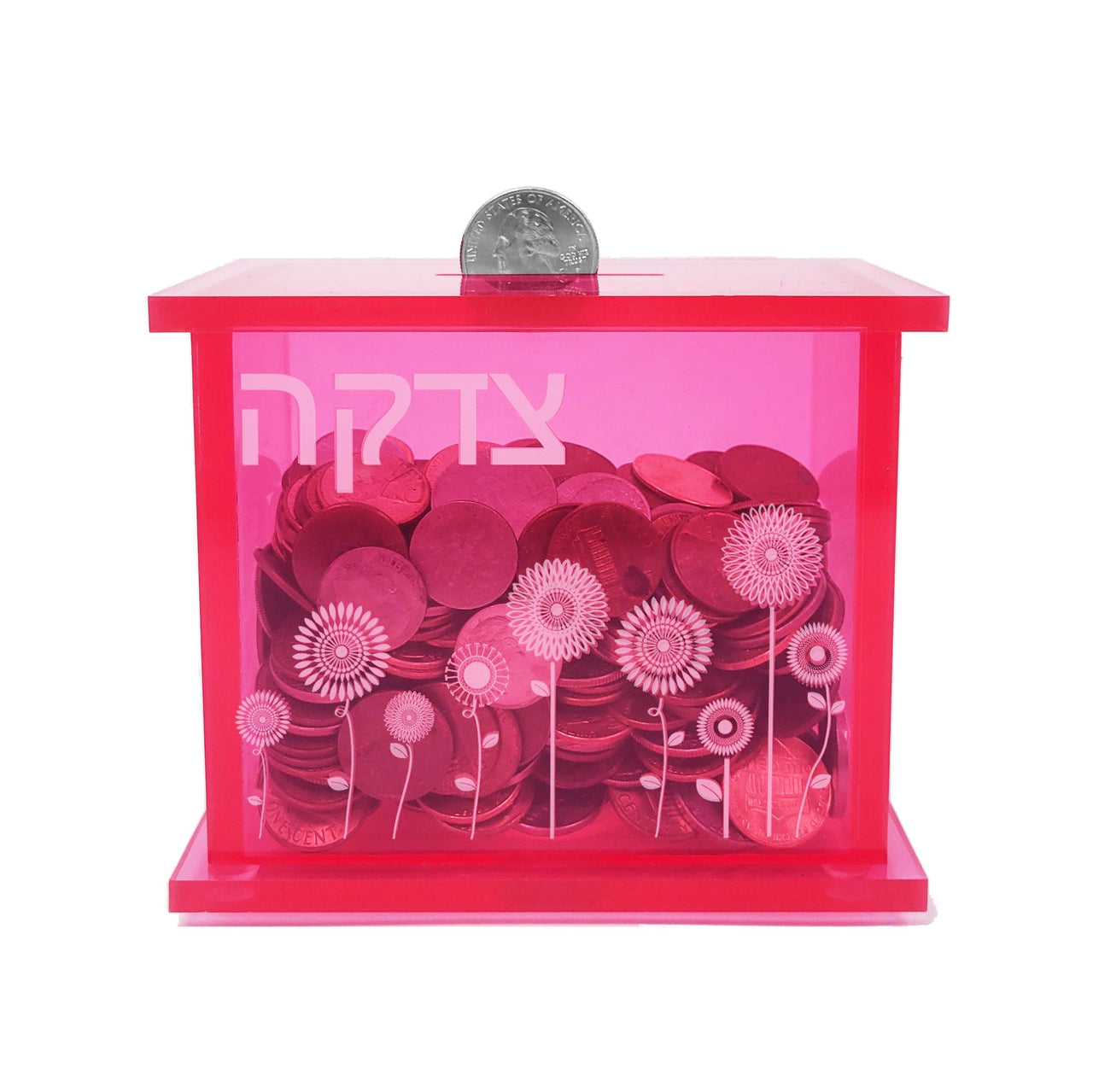 Rite Lite - Acrylic Pink Flower Design Tzedakah Box - ModernTribe