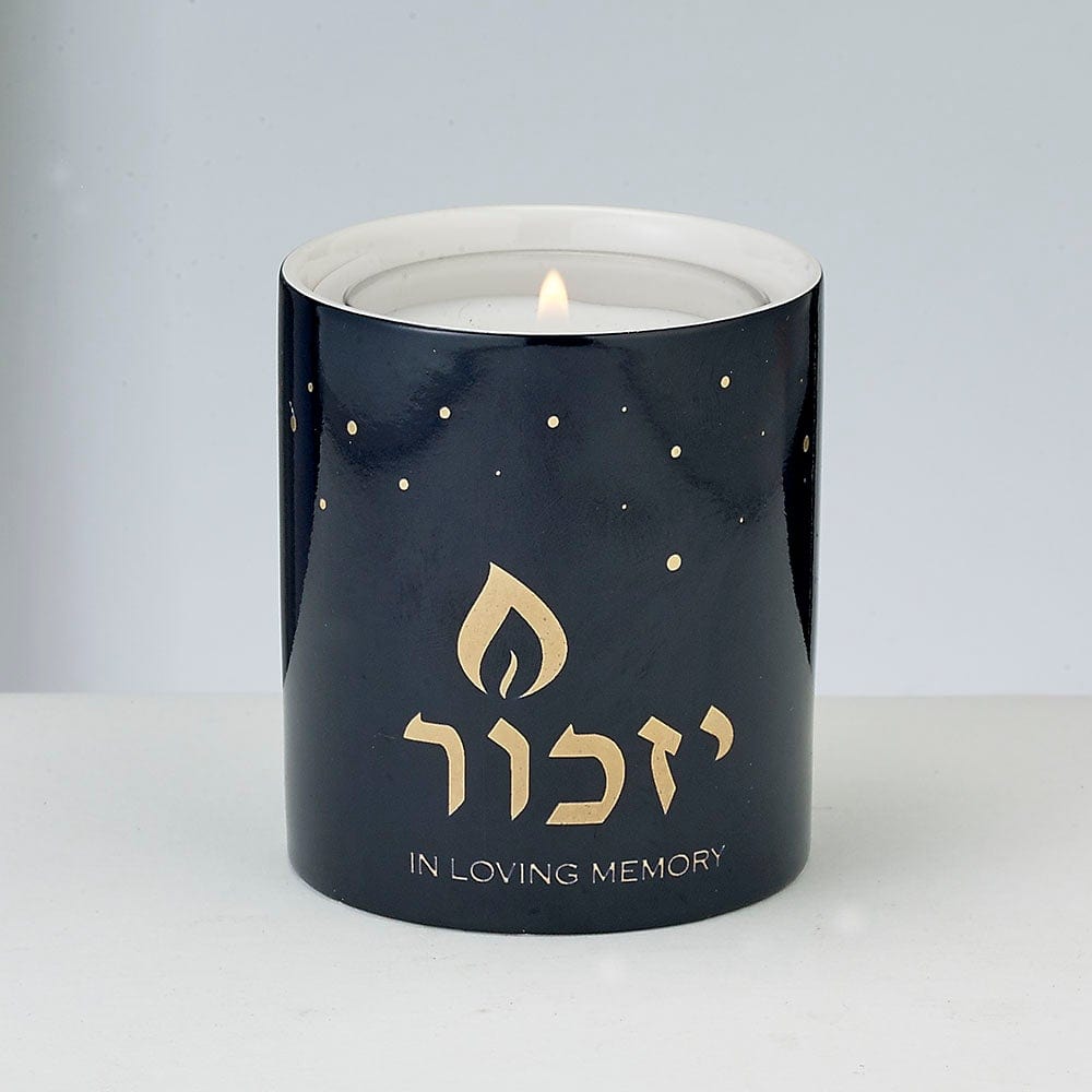Rite Lite - Ceramic Yahrzeit Memorial Candleholder - Blue and Gold - ModernTribe