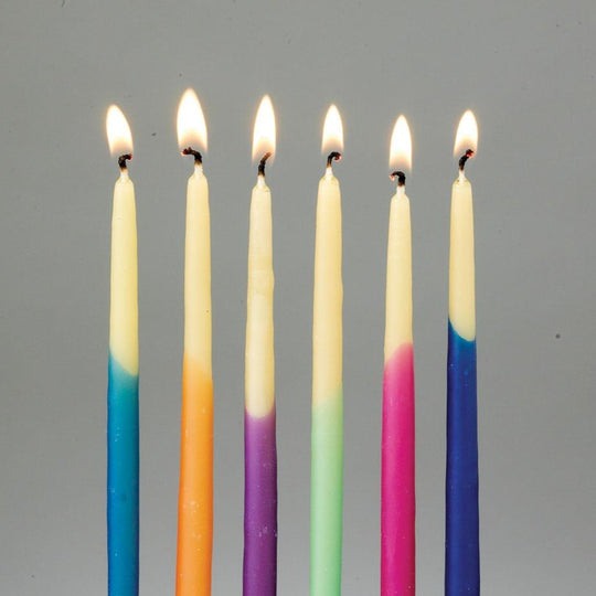 Hand-Dipped Beeswax Hanukkah Candles, Assorted Colors