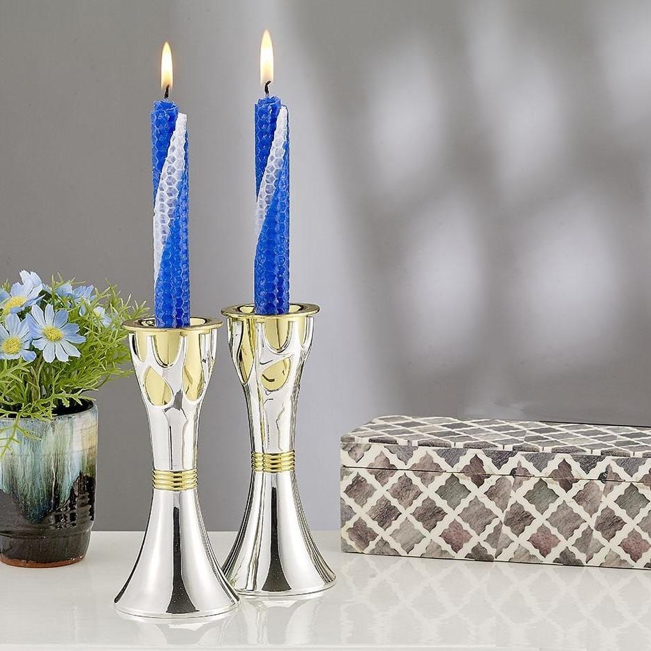 Rite Lite Shabbat Candles Premium Blue and White Beeswax Shabbat Candles | Set of 12