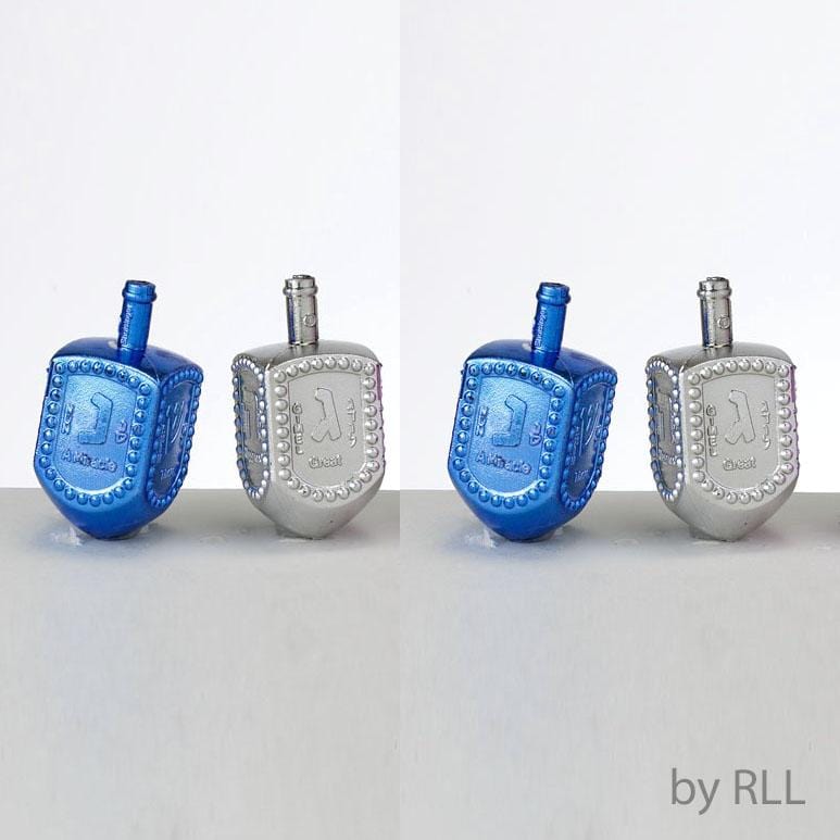Rite Lite Dreidels Jar of Dreidels - 25 Metallic Blue and Silver Dreidels