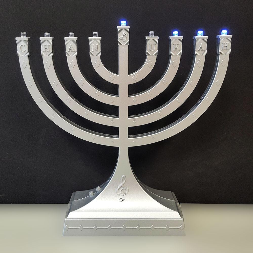Rite Lite Menorahs Silver “Dancing Lights” Musical Menorah