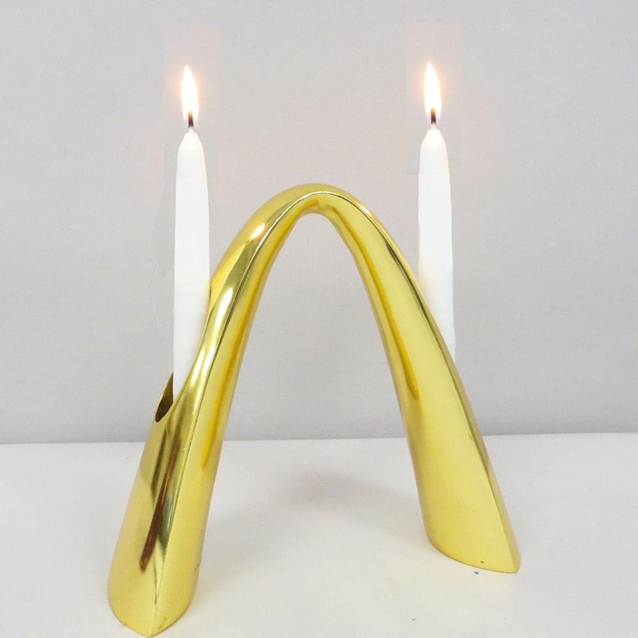 Rite Lite - Contemporary Gold Arch Shabbat Candelabra - ModernTribe