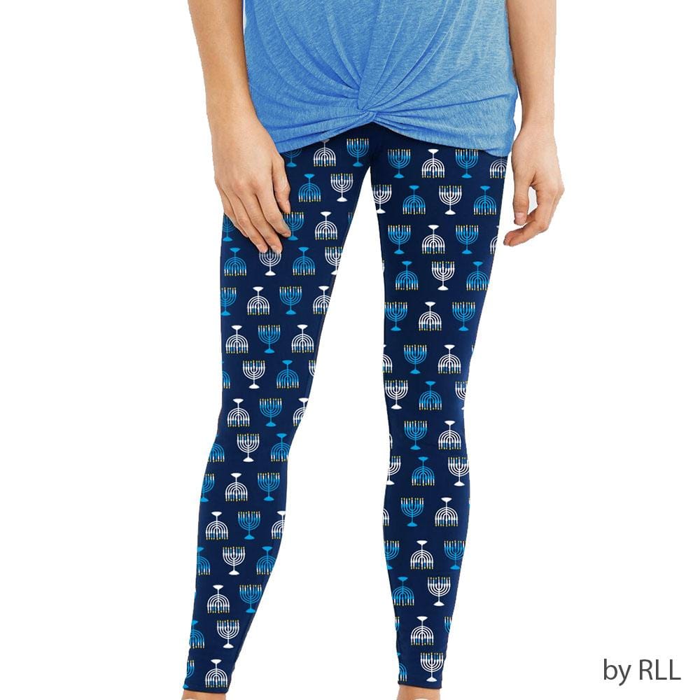 Midrash Manicures Leggings One size Menorah Design Adult Hanukkah Leggings